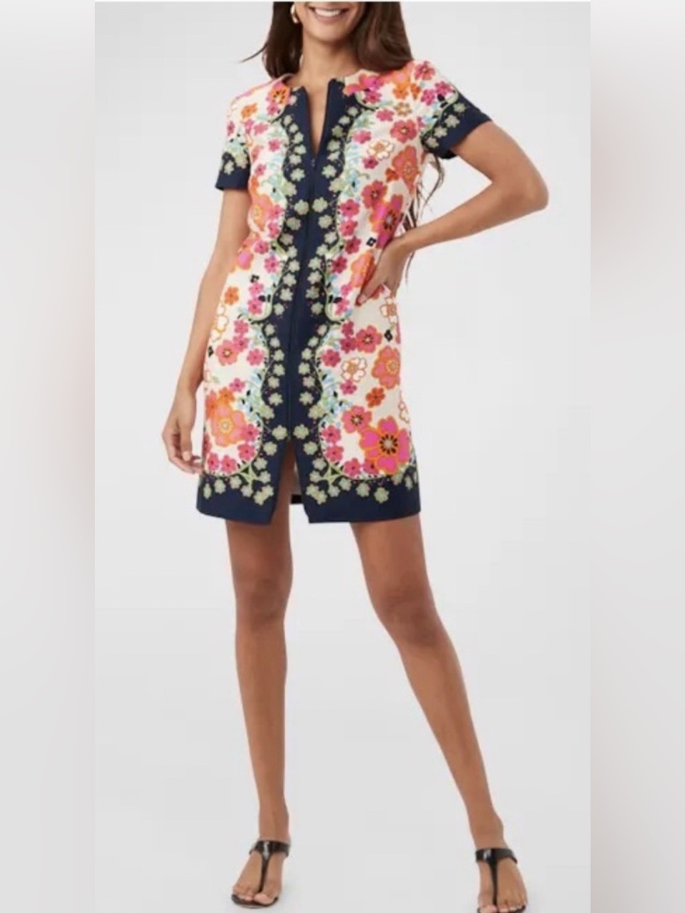 NWT Trina Turk Arboretum Floral-Print Zip-Front Mini Dress Size 4 $328